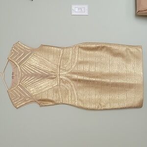 Adyce Mesh Insert Metallic Bidycon Bandage Cocktail Dress Size Large